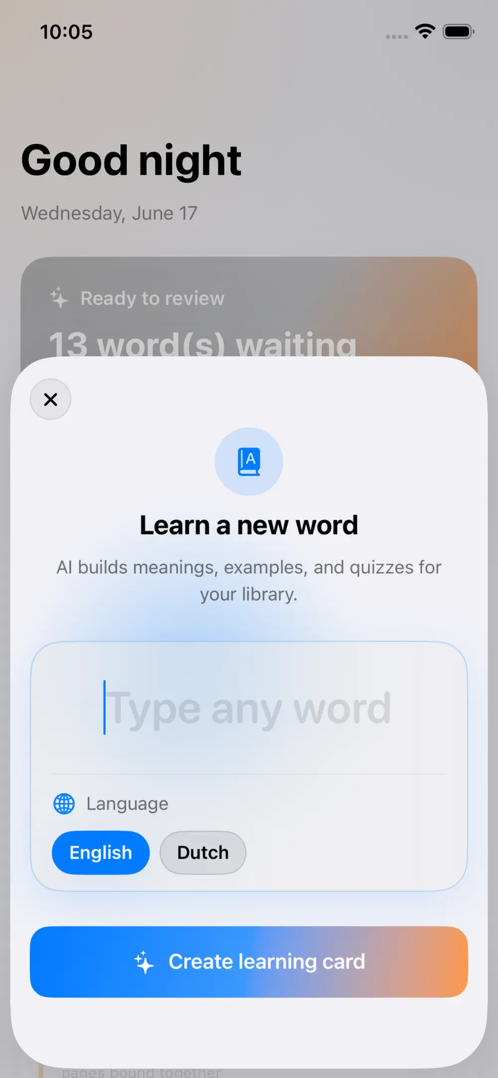 Add words with AI